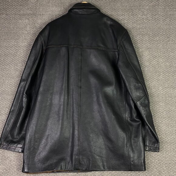 Vintage Columbia Leather Jacket Men's Large Heavyweight Button Front - Picture 6 of 16